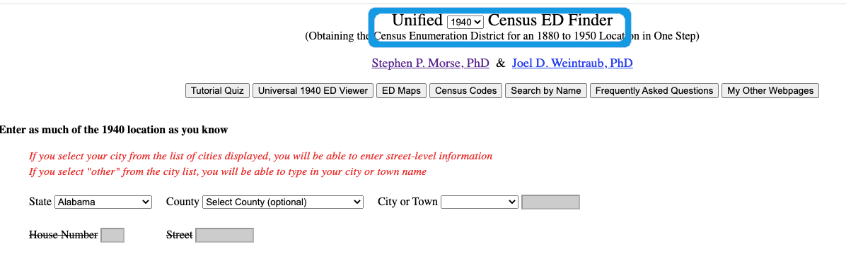 Morse Unified Census ED Finder Tool