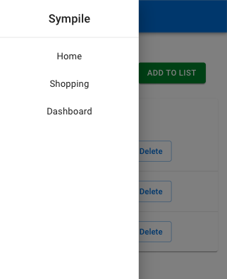 Shopping List App With Menu Open