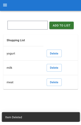 Snackbar Shopping App
